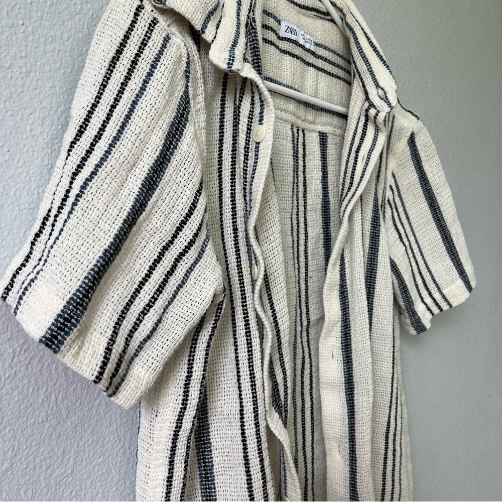 Zara Knit Textured Button Down Top - Picture 5 of 6